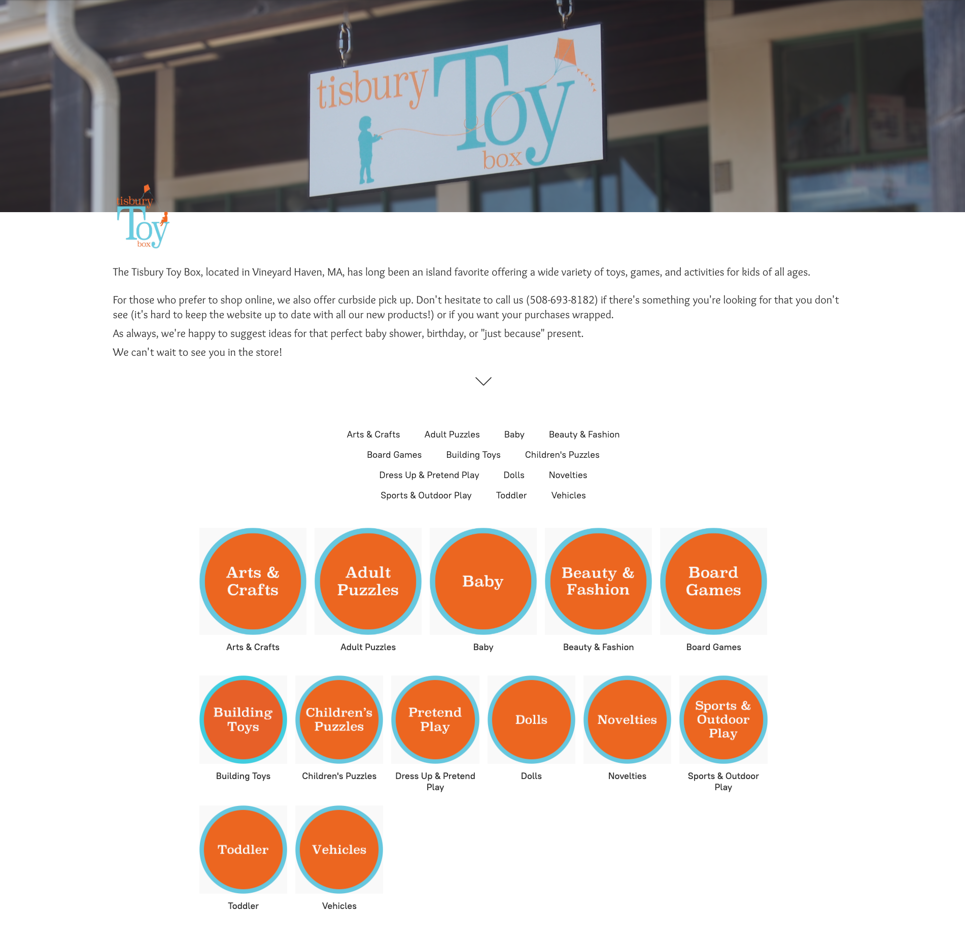 The old Tisbury Toy Box website